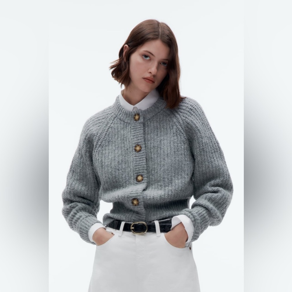 Zara Grey Chunky Knit Cardigan